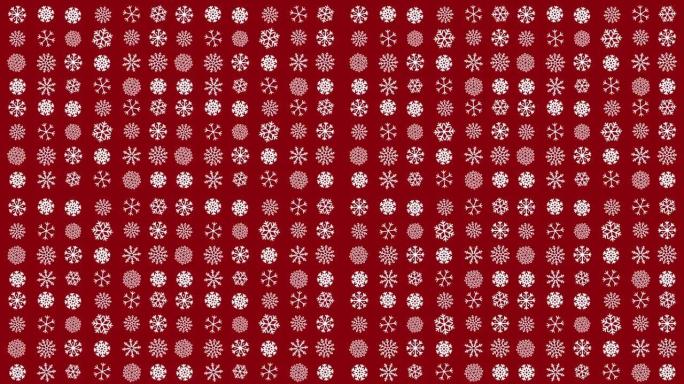 4k圣诞雪花动画-红色背景 | 可循环