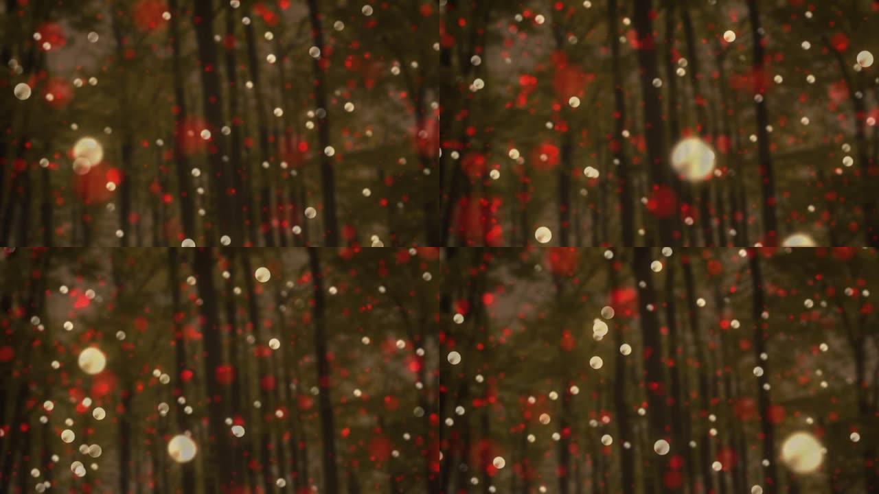 背景中白色和红色的圣诞节闪烁斑点的动画