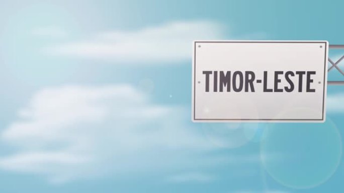 东帝汶的标题路标在蓝色多云的天空-股票视频
