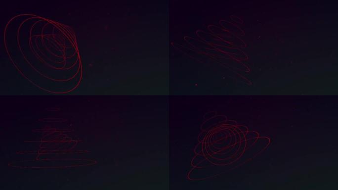太空中带有飞光的抽象红色螺旋线