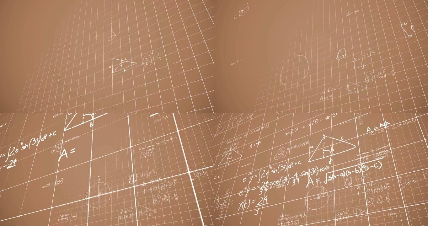 棕色背景上的数学方程动画