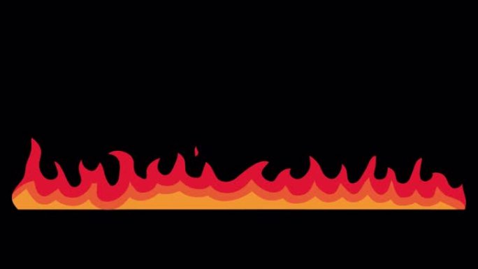 带有ALPHA频道的卡通火动画。透明背景，循环模板解释器视频。火焰，篝火，营火，燃烧，热火焰。鲜红色