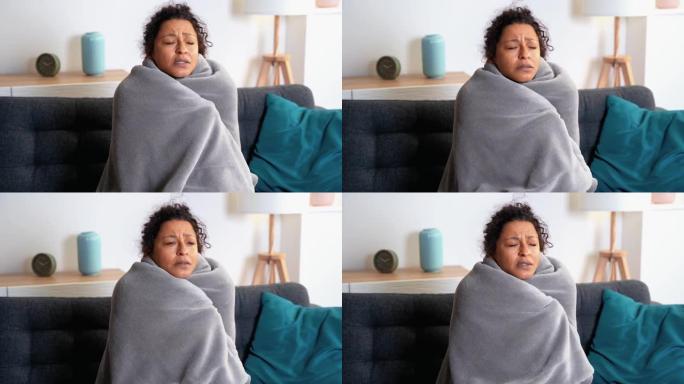 关于妇女在家中遭受感冒和流感的视频