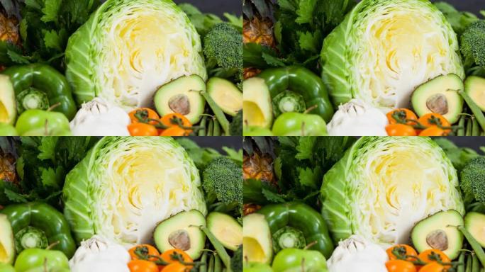绿色和橙色蔬菜的新鲜有机素食视频