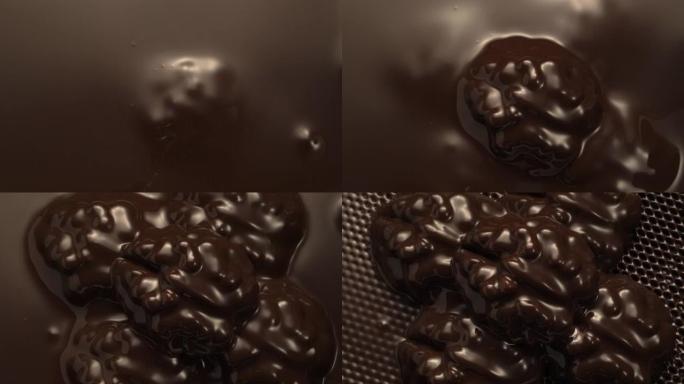 黑巧克力和核桃制作加工巧克力精美制作图片