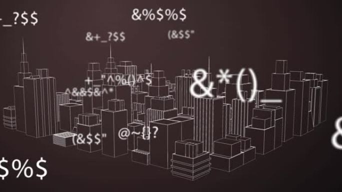 数字在城市旋转3d模型上变化的动画