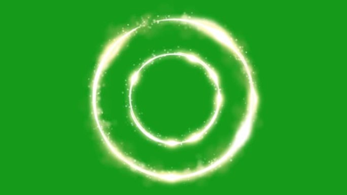 发光火花圆圈绿色屏幕运动图形