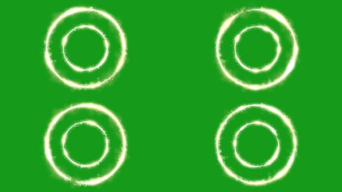 发光火花圆圈绿色屏幕运动图形