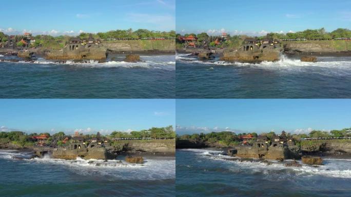 晴天巴厘岛著名海湾旅游寺庙综合体航空全景4k印度尼西亚