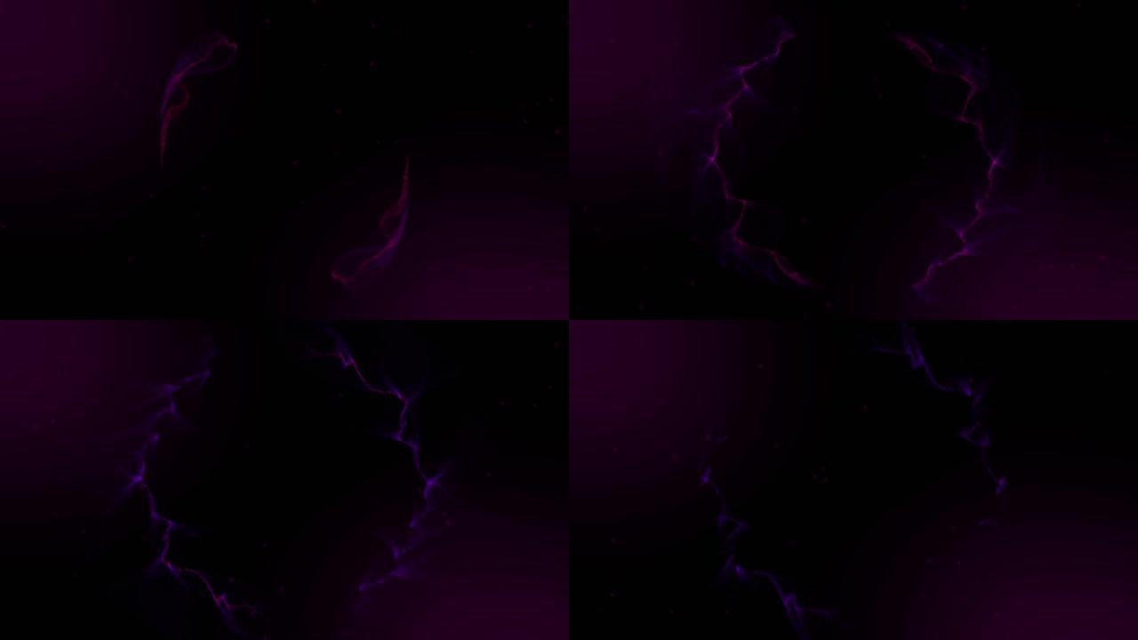黑色背景上的紫色烟雾痕迹动画