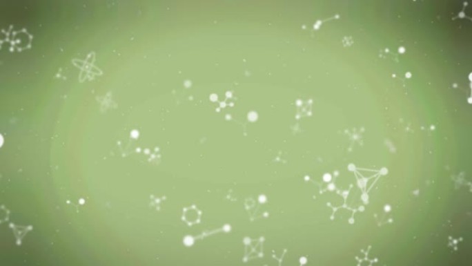 绿色背景上落下的分子的动画