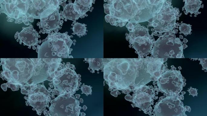 感染性SARS-CoV-2 omicron病毒细胞的显微观察。3D动画
