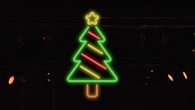 路灯上的圣诞霓虹灯动画