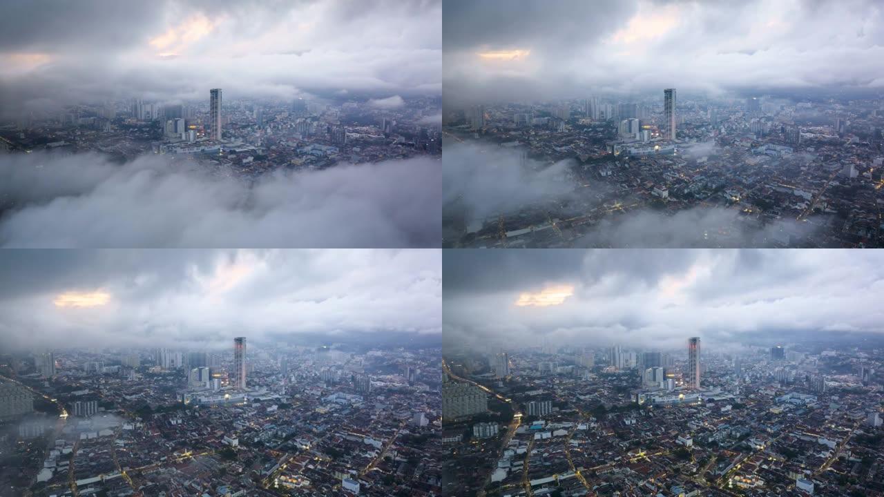 槟城市上空云层的时间流逝