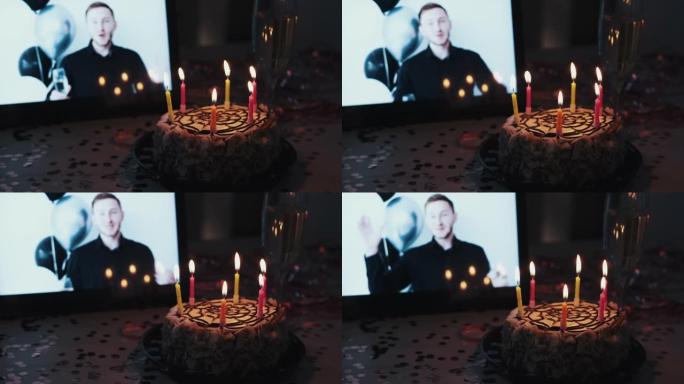 生日快乐视频祝贺蛋糕模糊家伙