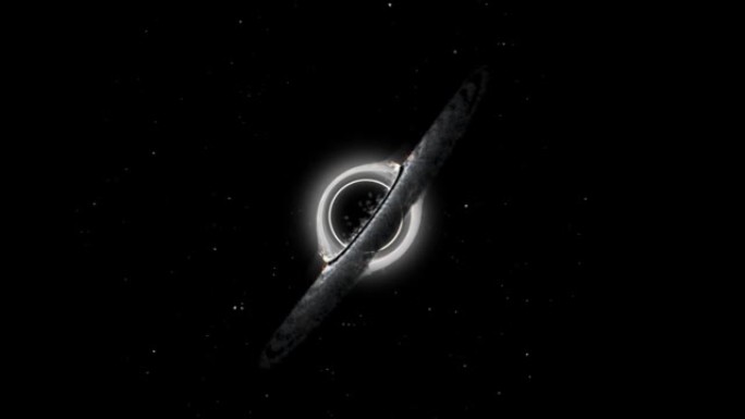 超大质量黑洞的3d动画，黑暗星系的云层星云区域的明亮黑洞，在深空旋转电影拍摄，构思空间背景。科幻图形