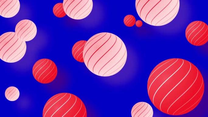 背景上的红色和蓝色彩色球形状，抽象的彩色几何形状
