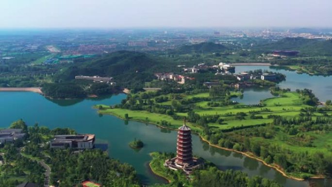 中国北京雁西湖高清航拍视频