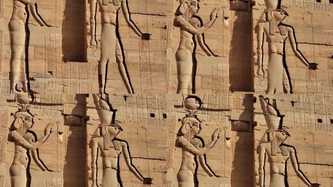 菲莱神庙建筑群。伊希斯神庙。菲莱，阿吉基亚岛，阿斯旺，埃及