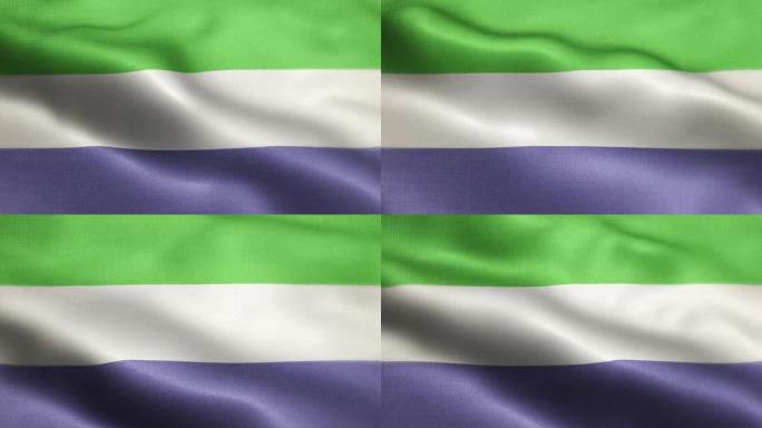 塞拉利昂国旗动画股票视频-塞拉利昂国旗在循环和纹理3d渲染背景-高度详细的织物图案和可循环-塞拉利昂