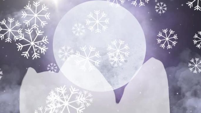 满月下雪的动画