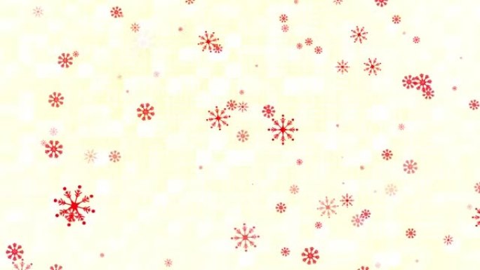 红色雪花落在白色背景上的动画