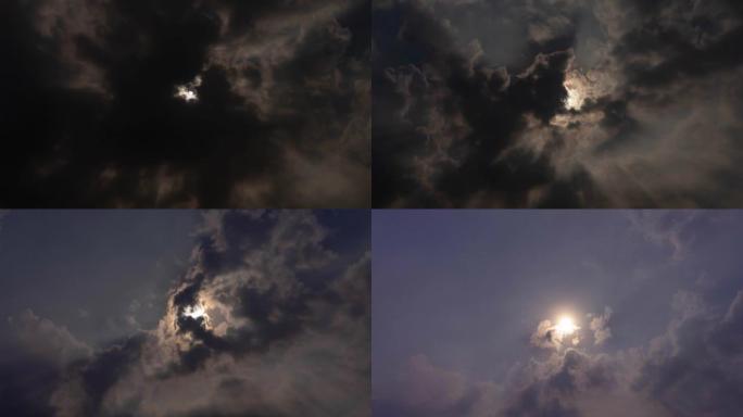 延时云和月亮。