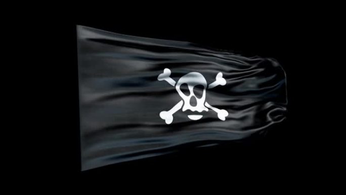 动画海盗旗正在无缝循环挥舞。海盗旗在风中飘扬。逼真的4K旗帜海盗特写。21点标志。