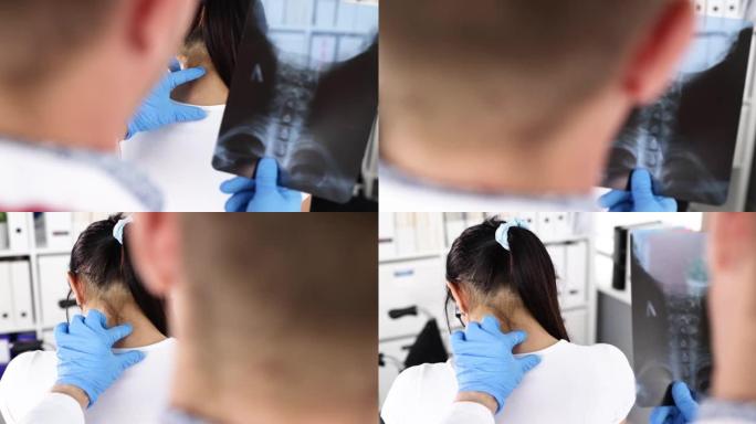 神经科医生跟随颈椎并手持x射线4k电影慢动作