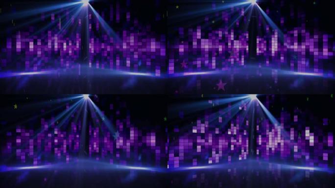 音乐场所中紫色灯光闪烁的动画