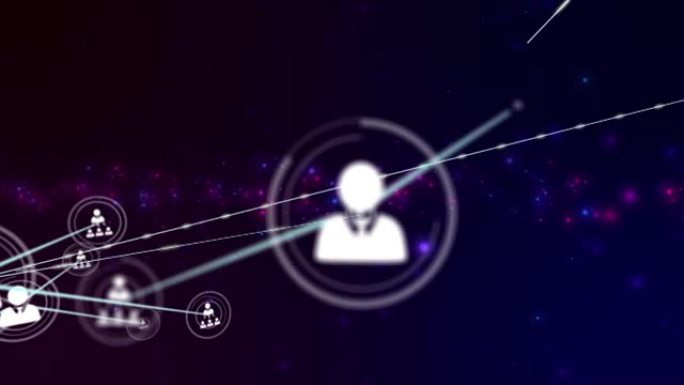 紫色背景上的用户图标连接网络动画