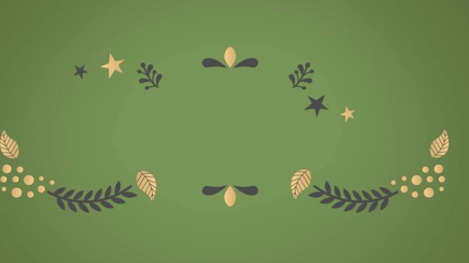 绿色背景的圣诞装饰品动画