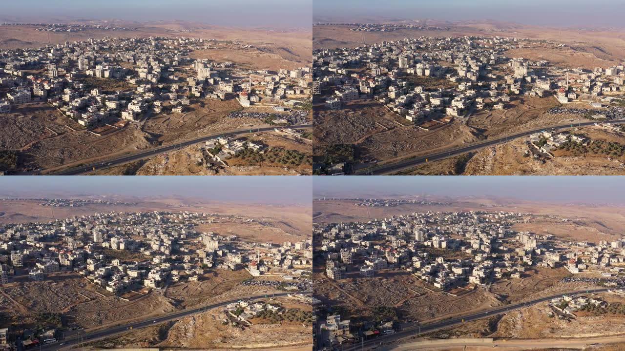 北耶路撒冷的巴勒斯坦希兹马镇，鸟瞰图