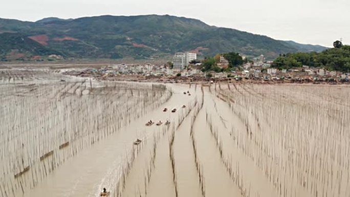 中国沿海渔民出海的航拍