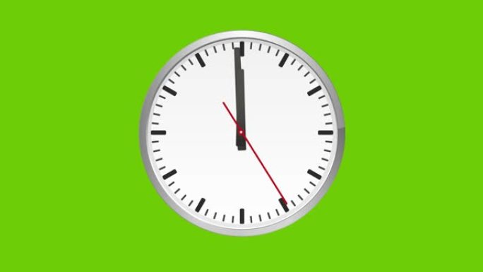 动画模拟时钟，一分钟到十二小时，在绿色屏幕上