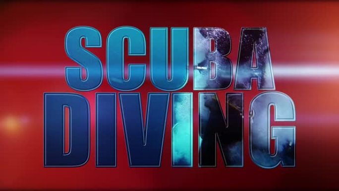 水肺潜水后期制作视频-红色背景上的动画文本