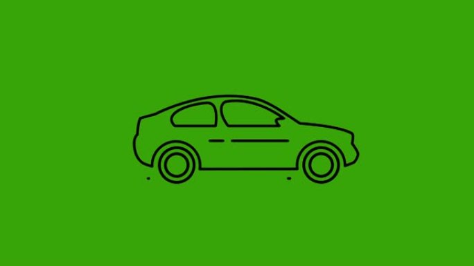 绿色屏幕上的线移动汽车动画。4k视频运动图形动画。可用于explayner视频。