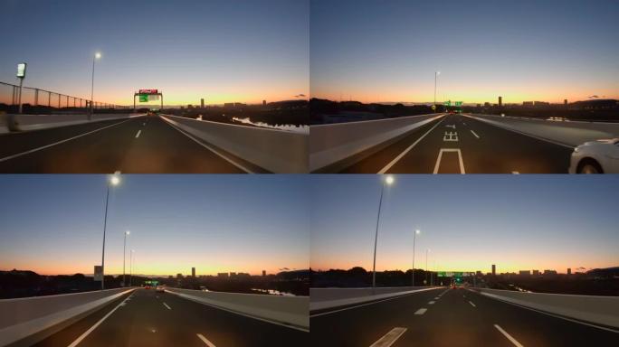 早晨的高速公路，日出美丽