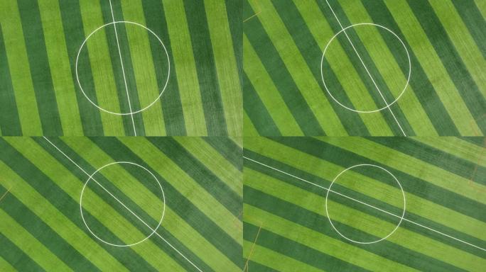 足球场的旋转视图绿荫赛场世界杯足球空镜