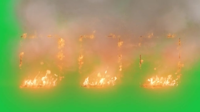 绿色屏幕背景上的窗户火和火焰隔离，视觉效果的4k视频元素