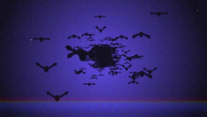 蓝色背景上可怕的万圣节飞行蝙蝠的动画