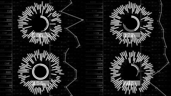 黑暗背景上的扫描范围对数据处理的动画