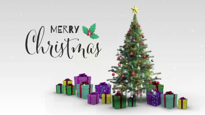 圣诞树上的圣诞快乐文字动画