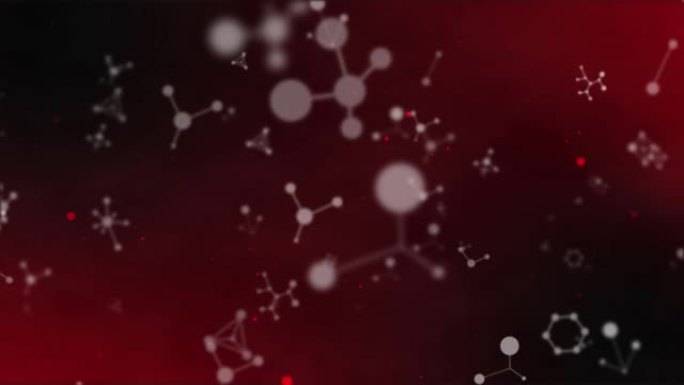 漂浮在红色背景上的分子动画
