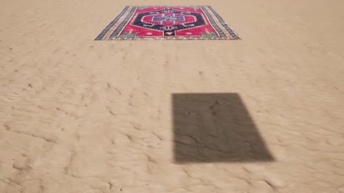 魔毯在沙漠沙滩上低空飞行的抽象概念-无缝循环