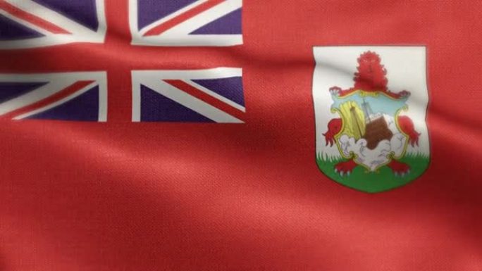 国旗的百慕大动画股票视频-百慕大旗帜在循环和纹理3d渲染背景-高度详细的织物图案和循环-百慕大旗帜