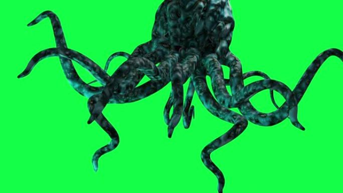 绿屏有触手的怪兽章鱼动画