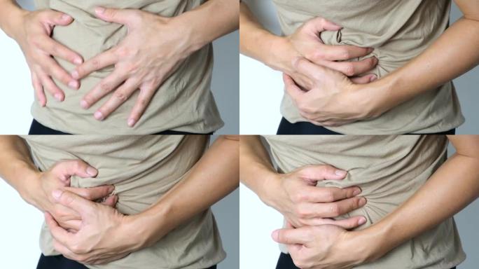男性胃痛来自肠炎或肠炎，健康和医学概念。