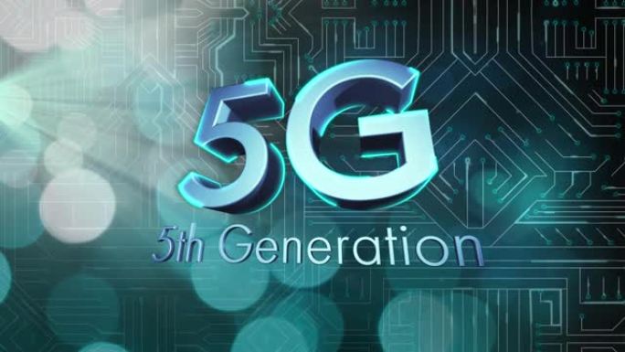 黑色背景上的5g文本网络连接动画