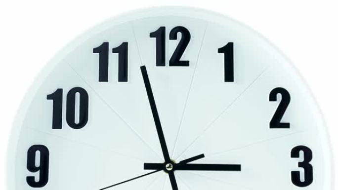 前视图，时间流逝，白色闹钟显示时间的运行。